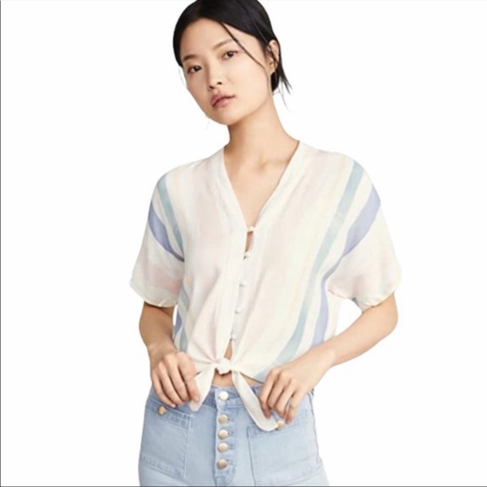 Rails Top M Thea Pastel Watercolor Stripe - image 3